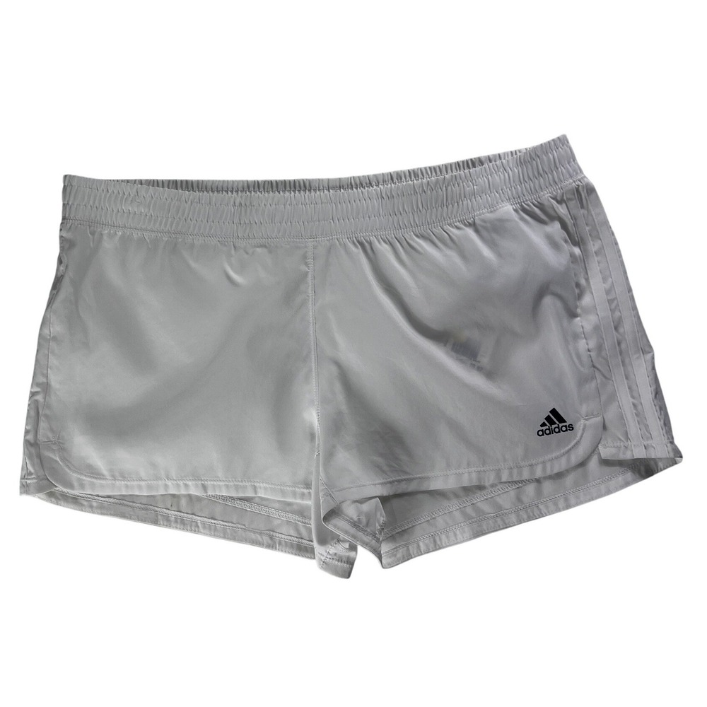 Adidas Pacer 3S WVN Women XL White Training Running Shorts GQ5074 Aeroready NEW